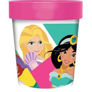 Disney Roze glas voor meisjes, kunststof, prinsessen, Jasmine Rapunzel Belle Biancanev Ariel Assepoester Slaperig Belle 260 ml met antislip onderkant