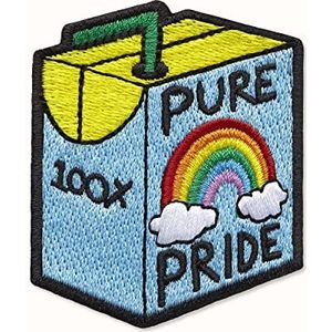 Moleskine Zelfklevende patch voor notitieboek of agenda, gepersonaliseerde Juice Pride stickers, 100% Pure Pride, ontworpen door kunstenaar Ashton Attzs, afmetingen 5 x 5 cm