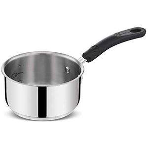 Lagostina Pratique Fonda steelpan met lange handgreep, voor inductie, grijs, 14 cm, staal 18/10