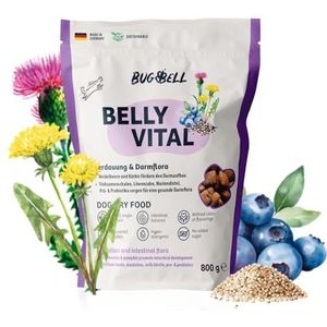 BugBell 800 g hoogwaardig droogvoer, maagvriendelijk, hypoallergeen, voor pancreas- of leverproblemen, paardenbloem, mariadistel, prebiotica en probiotica
