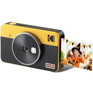 KODAK Mini Shot 2 Retro 4PASS 2-in-1 instant camera met fotoprinter (5,3 x 8,6 cm) + 8 vellen, geel
