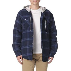 Wrangler Authentics Long Sleeve Quilted Lined Flannel Shirt Jacket met Hood Herenhemd, Total Eclipse met Heide, M, Total Eclipse met heide