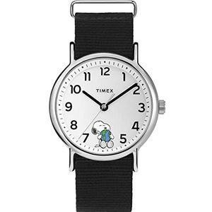 Timex Weekender X Peanuts polshorloge, 38 mm, zwart, armband, zwart., strap