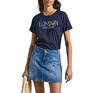 Pepe Jeans Velours T-shirt voor dames, Blauw (Dulwich).