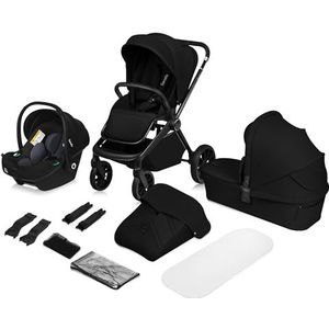 LIONELO MIKA PLUS 3-in-1 kinderwagen 0-48 maanden, tot 22 kg, kinderzitje, babydrager tot 13 kg, verstelbare rugleuning, demping, 360° wielen, XXL deken