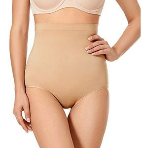 DELIMIRA Miederslip voor dames, met buikwegen, effect, figuurvormend, hoge taille, Taupe Beige