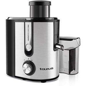 Taurus Liquafruits Pro Compact - Sapcentrifuge 600 W, 2 snelheden, sap- en groentesnijder met 65 mm mond, afneembare tank 1,2 l, sapkan 350 ml, dubbel veiligheidssysteem, compact, roestvrij staal