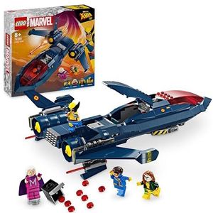 LEGO 76281 Marvel X-Jet van de X-Men, speelgoed vliegtuig, jagersconstructie met superhelden minifiguren: Wolverine, Magneto, Cyclops en Rogue, cadeau voor jongens en meisjes vanaf 8 jaar