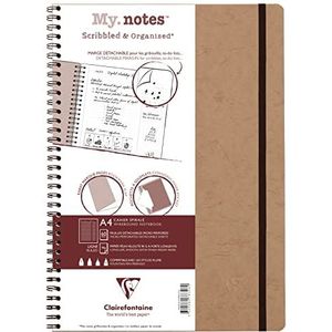 Clairefontaine 78346C Collection Age Bag A My.Notes Tabac notitieboek met afneembare randen, A4-formaat, 21 x 29,7 cm, 120 afneembare pagina's, gelinieerd, wit papier, 90 g, kartonnen omslag met