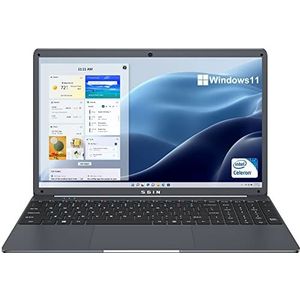 SGIN Laptop 15,6 inch, 12 GB DDR4, 512 GB SSD, Notebook met Windows 11, Intel Celeron N4500, FHD 1920 × 1080, 2.4/5.0G WiFi, Bluetooth 4.2, 2 x USB 3.0, uitbreidbaar geheugen 512 GB TF, X15, grijs