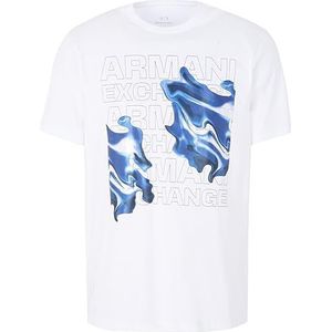 Armani Exchange Grafisch T-shirt met groot logo regular fit T-shirt voor heren, Wit