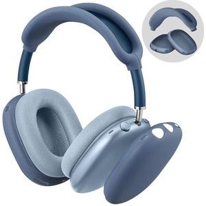 Fintie Siliconen hoes voor AirPods Max hoofdtelefoon, krasbestendige hoes en hoofdband voor AirPods Max, huidbeschermingsaccessoires voor AirPods Max (donkerblauw)
