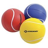 Schildkröt Funsports Sportballen, zacht, 3 stuks (geel, rood, blauw), Ø7 cm, PU-schuim, Bon Rebond, voor beachbal, tennis, etc., 970046
