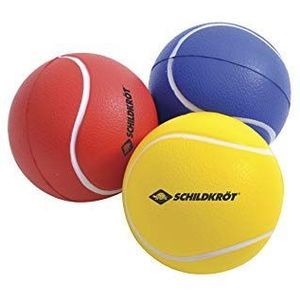 Schildkröt Funsports Sportballen, zacht, 3 stuks (geel, rood, blauw), Ø7 cm, PU-schuim, Bon Rebond, voor beachbal, tennis, etc., 970046