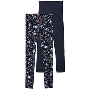 NAME IT Nkfvivian 2P Aop Leggings Noos Leggings Meisjes, Donkere saffier / pakket: donkere saffier (kleine bloem)