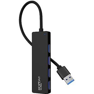 HOPDAY USB 3.0 Data Hub, Ultra Slim 4 USB Hub, High Speed USB 3.0 Hub voor Macbook, Mac Pro/Mini, Mac, Surface Pro, XPS, USB-sticks, Notebook PC, laptop, externe harde schijven