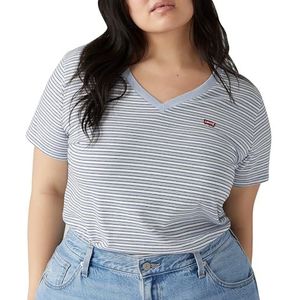 Levi's T-shirt Pl Perfect à col en V pour femme, Penny Stripe Kentuck, XL grande taille