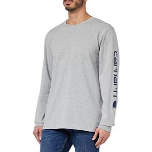 Carhartt Herenshirt met lange mouwen met Signature logo, Grijs (Heather Grey)