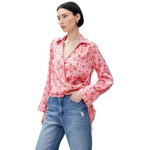 Koton Chemisier à col rond pour femme, Design rose (2d5), 44