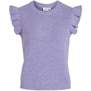 Vila Viril O-hals Flounce gebreid vest - Noos gebreid T-shirt voor dames, Sweet Lavender/Detail: Melange