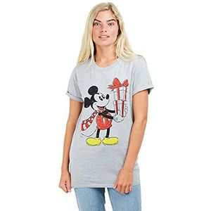 Disney mickey christmas dames t-shirt, grijs gemêleerd