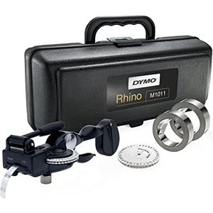 DYMO Rhino M1011 industriële etikettering met aluminium en roestvrijstalen etiketten, duurzame transportkoffer, ideaal voor doe-het-zelvers en bouw