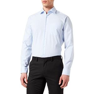 Seidensticker Businesshemd heren strijkvrij overhemd met rechte snit regular fit lange mouwen Kent kraag strepen borstzak 100% katoen, lichtblauw (11)