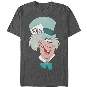 Disney Alice in Wonderland-Mad Hatter Big Face Organic T-shirt met korte mouwen Melange Black, XXL, Melange Black