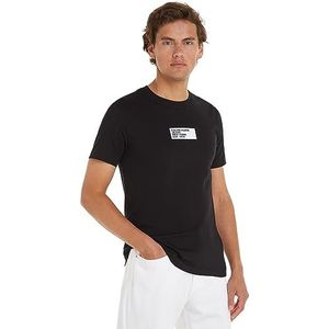 Calvin Klein Jeans T-shirt met kleine middendoos, T-shirts S/S heren, Zwart