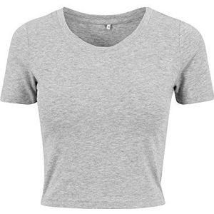 Build Your Brand Cropped T-shirt voor dames, grijs.