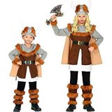Widmann - Vikingkostuum voor kinderen, tuniek met riem en cape, beenwarmers, helm, krijger, themafeest, carnaval