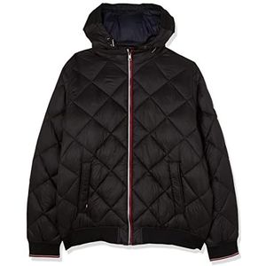Tommy Hilfiger BT-Diamond Quilted Hood Jacket-b Gewatteerde jas voor heren, zwart, 3XL, zwart.