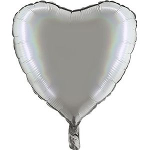 Hart-ballon, vormfolie, Mylar-folie, 46 cm, 18 inch, platina holografisch