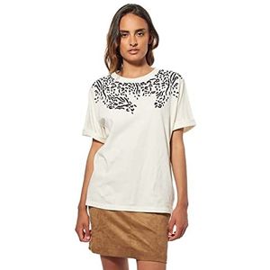 Kaporal Dames T-shirt, model FREL-kleur petrol-maat, wit, offwhi, XL, Offwhi-wit