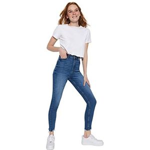 Trendyol Pantalon en jean skinny taille haute pour femme, bleu, 68