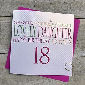WHITE COTTON CARDS Verjaardagskaart ""Gorgeous Beautiful Wonderful Daughter Happy Birthday to You"", 45,7 cm, handgemaakt, grote wenskaart voor de 18e verjaardag