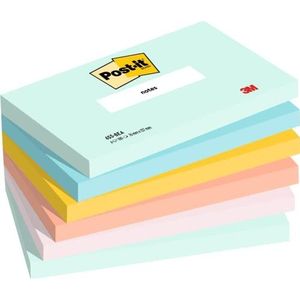 Post-it Notes, Beachkleuren, 6 blokken, 100 vellen per blok, 76 mm x 127 mm, groen, geel, oranje, blauw, roze - zelfklevende notities voor notities, takenlijsten en herinneringen