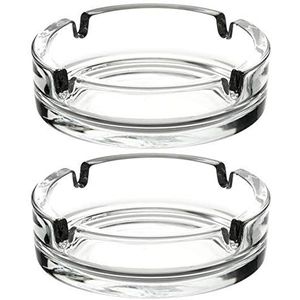 Fargus Glazen asbak voor sigaretten, draagbare decoratieve asbak voor thuis, kantoor, binnen, buiten, terras, fantasie, mooie asbak, set van 2 (transparant)