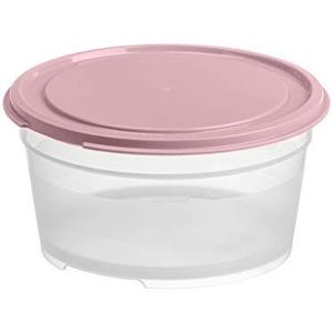 GASTROMAX - Lunchbox of vershouddoos / koelkastopslag - kunststof voor levensmiddelen - luchtdicht - met deksel - rond - 0,45 l - transparant/roze