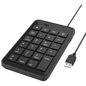 MoKo Mini USB-numeriek toetsenblok, 1,5 m kabel, numeriek toetsenbord met 23 multifunctionele toetsen, draagbaar USB-numeriek toetsenblok, extra dun toetsenbord voor iMac, laptop, pc, laptop, zwart