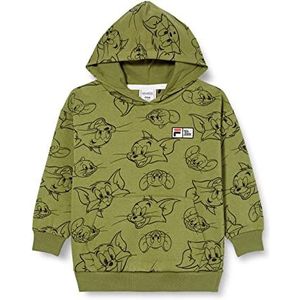 Fila Sweatshirt met capuchon Tulsa AOP unisex kinderen, Loden Green Tom & Jerry Aop, 98-104, loden green tom & jerry AOP