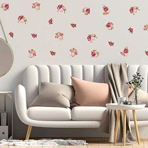 Muursticker motief PIVOINES - muursticker natuur en bloemen - muursticker muursticker decoratie voor slaapkamer en woonkamer - met 14 bloemen - 30 x 30 cm