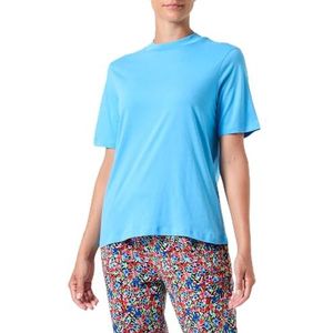 ICHI IHRANIA SS T-shirt met korte mouwen voor dames met opstaande kraag van 100% katoen, 174139/Azure Blue