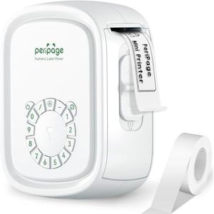 PeriPage P10Pro Draagbare labelprinter wit met rond toetsenbord, Bluetooth-vrij, oplaadbaar via USB, voor kantoor en thuis