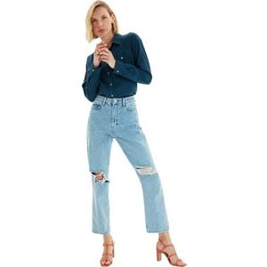 Trendyol Dames Jeans TWOAW21JE0120 Blauw Maat 40 Blauw 68, Blauw