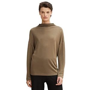 TOM TAILOR Dames Sweat-shirt basique avec col 1035810, 18123 - Tarmac Khaki, M