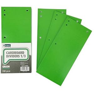 D.RECT - 100 tabbladen van karton, scheidingsstroken van papier, 1/3 vel A4, 11 x 24 cm, 160 g, voor een perfecte scheiding van mappen, scheidingsstroken groen 009630