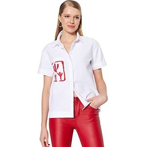 Trendyol Chemise tissée basique à col de chemise pour femme, écru, taille 36, ecru, 64