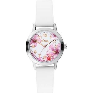 s.Oliver Analoog quartz horloge voor meisjes, Wit, Riemen