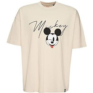 Recovered Disney Mickey Signature Oversized T-shirt voor heren, ecru, XL, ECRU